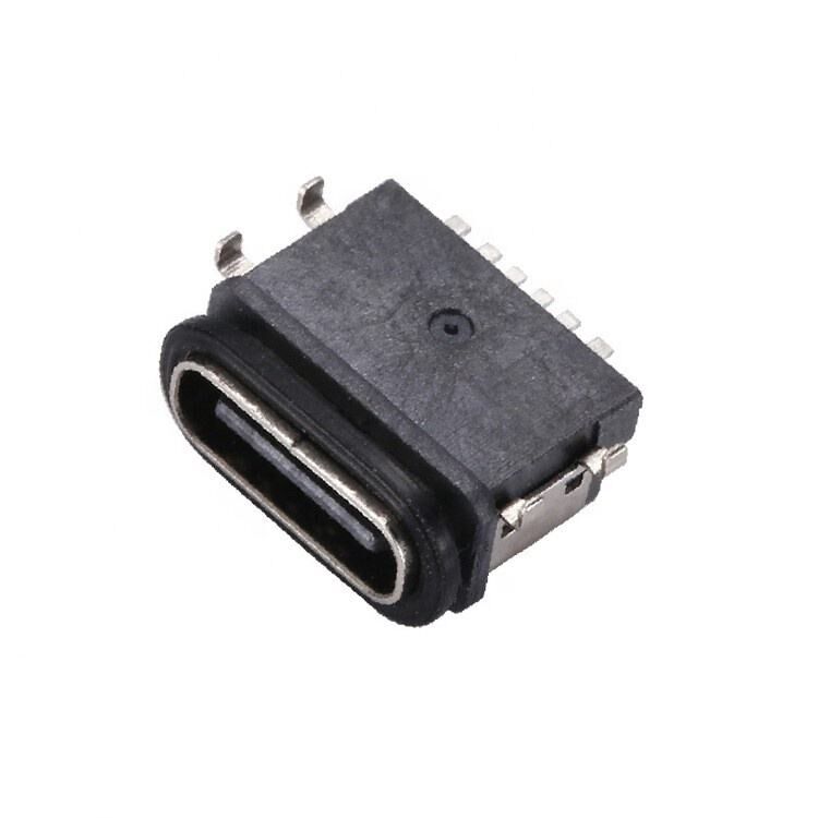 Тип C 6-конецкий женский IPX7 водонепроницаемый USB-коннектор горизонтальная SMT установка передача данных