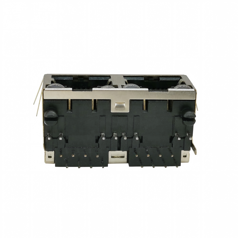 Multi-Port 1*2 2 Ports RJ 45 Modular Connector, Female 2*8P 16P Right Angle PCB Plug Modular Jack Connector RJ45 Shielded Socket