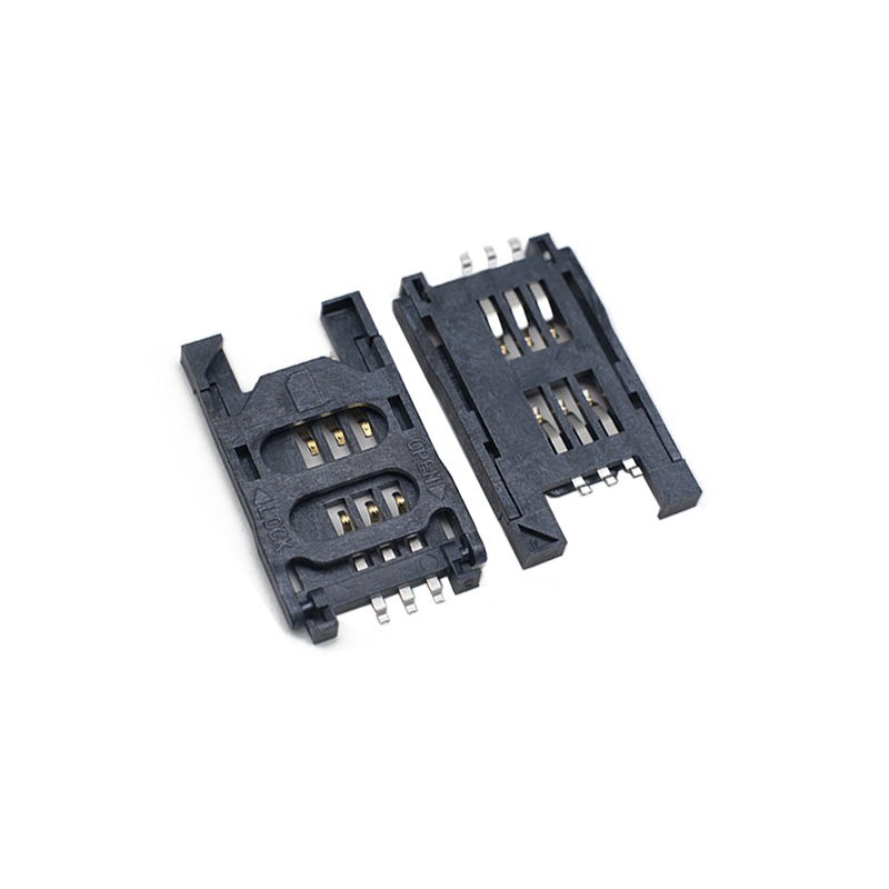 2.8H 6Pin Clamshell-Type SIM Card Holder Black SIM Plastic Wholesale from Factory R&D and Production