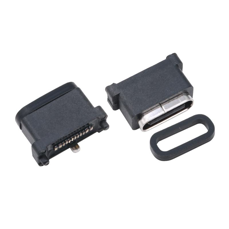 Водонепроницаемый гнездовой разъем USB 3.2 Type-C 40 Гбит/с U4, 24-контактный, SMT DIP для печатных плат, позолоченный, нержавеющая сталь, 5 А 100 В переменного тока