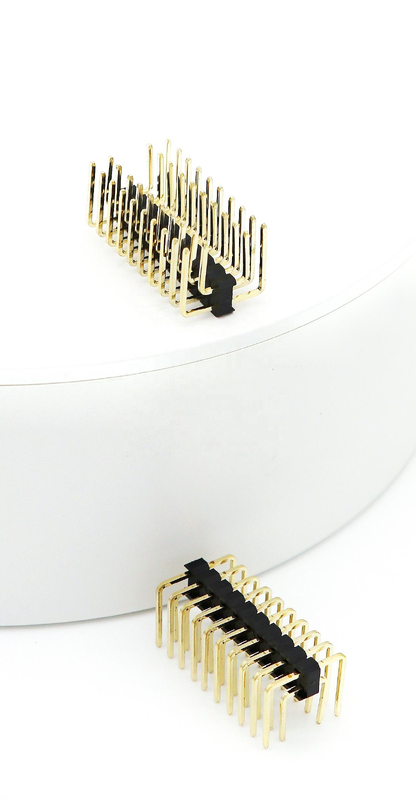 2.54mm Pitch Male Pin Header Dual Row Right Angle PCB Nylon SQ0.64mm H2.5mm 2*1P-2*40P