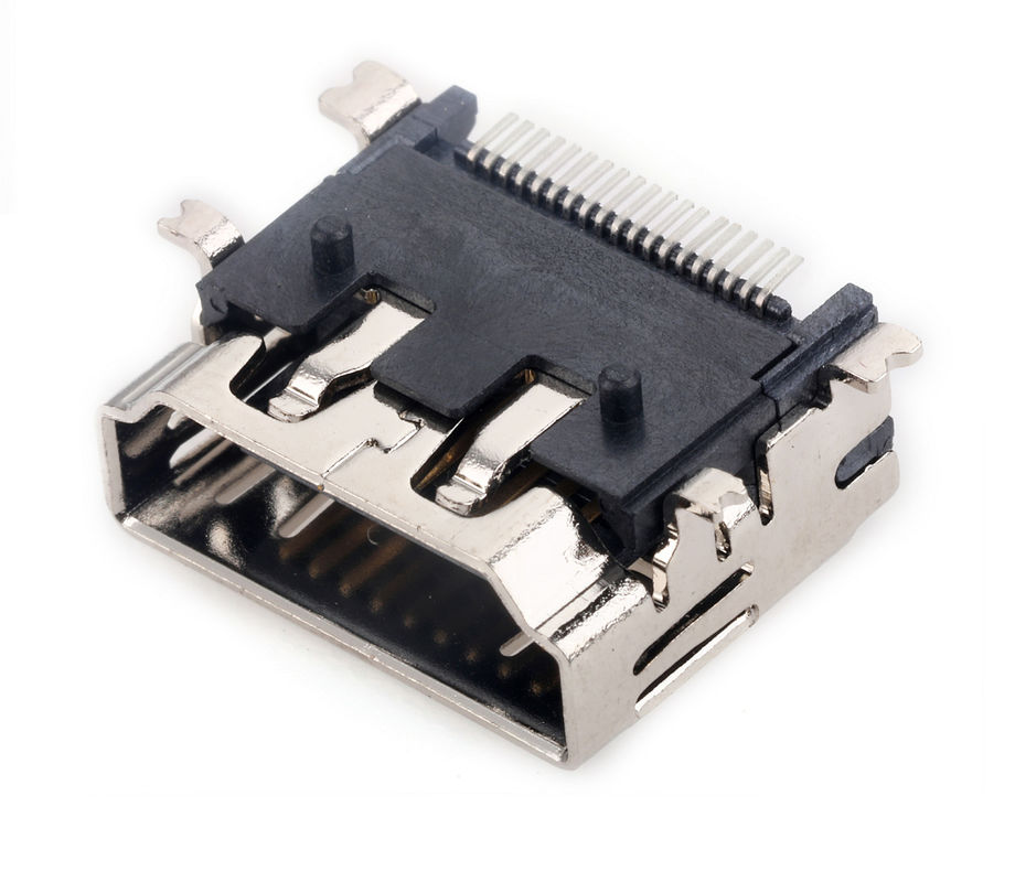 Горизонтальное гнездо женское SMT PCB HDMI печатает соединителю 10000 циклов