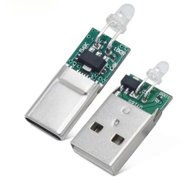 Медный медный мужской разъем USB типа C с светодиодным освещением для SAMSUNG HUAWEI
